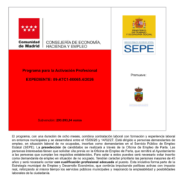 Programa público de empleo-formación para la Activación profesional de acuerdo con la Orden de 23 de diciembre de 2025 de la Consejera de Economía, Hacienda y Empleo
